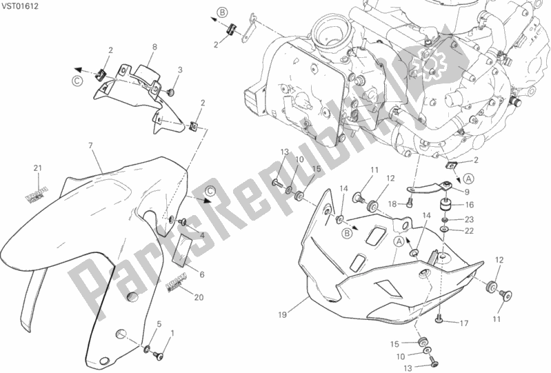 Tutte le parti per il 34b - Carenatura del Ducati Multistrada 950 Thailand 2017